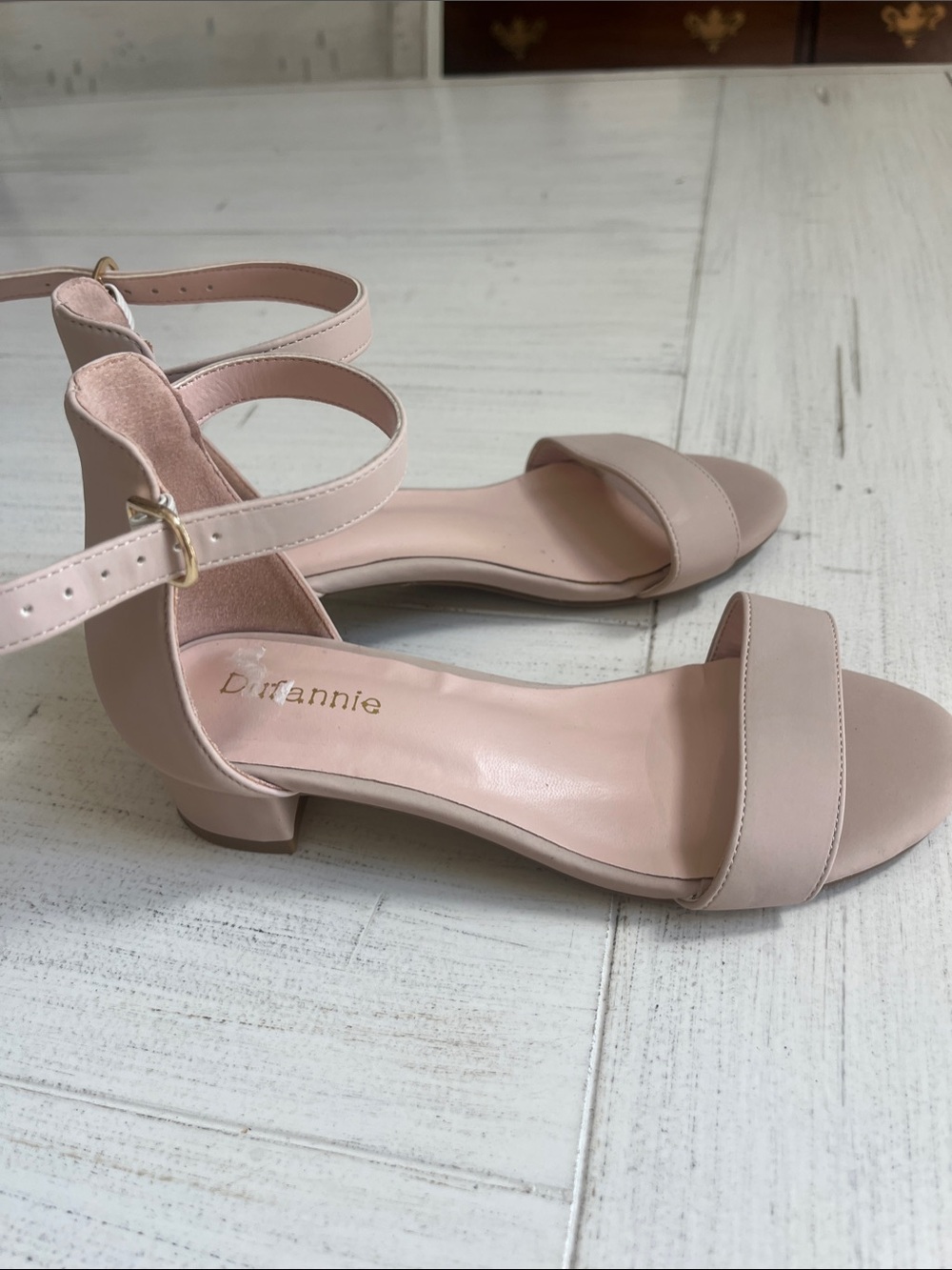 Dufannie Nude Blush Double-Ankle Strap Low Block Sandals